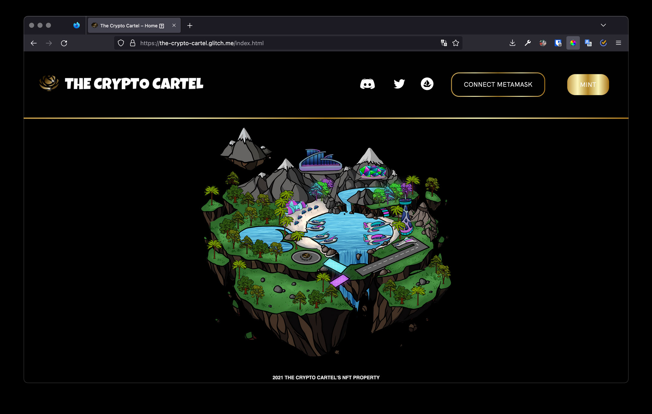 Landing page of the Crypto Cartel website.